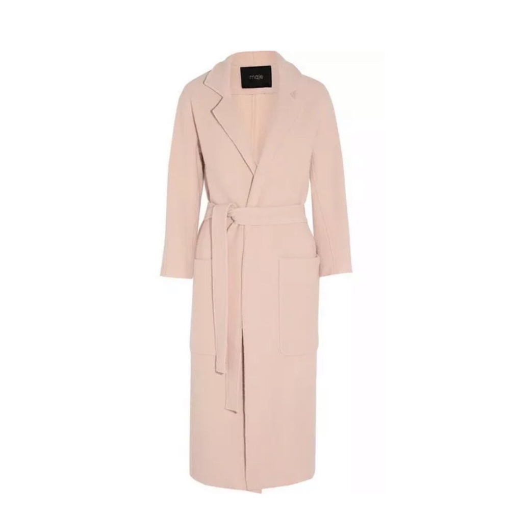 NWT Maje Blush Boiled Wool Coat